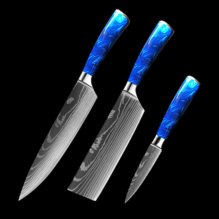 10-Piece Chef Knife Set with Blue Resin Handle β Professional Kitchen Knives, Ultra Sharp Stainless Steel Cooking Knife Collection β Limited Offer