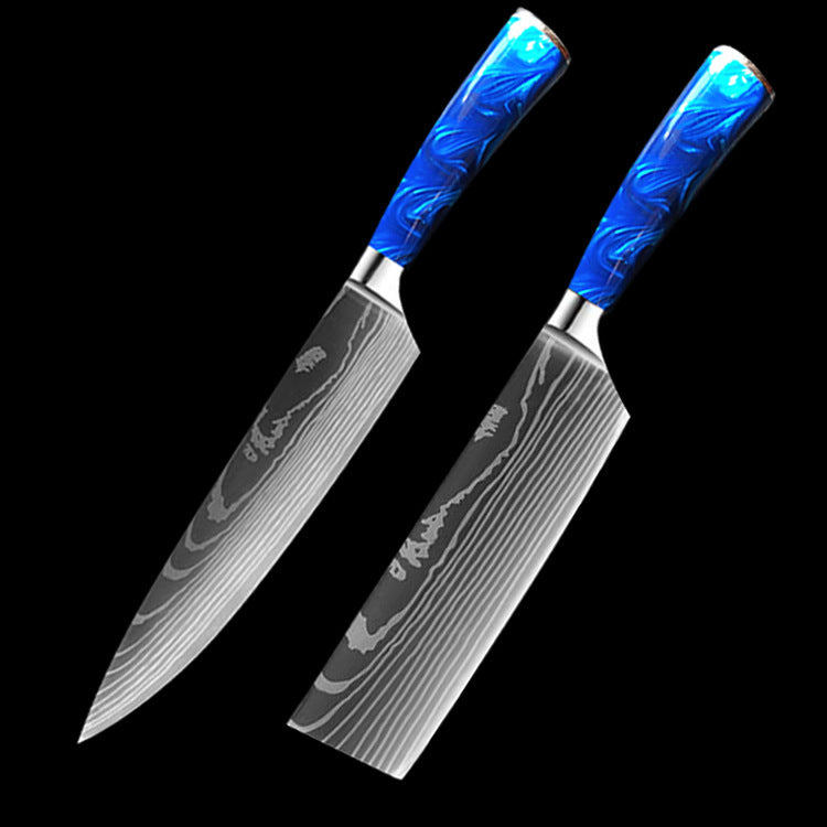 10-Piece Chef Knife Set with Blue Resin Handle β Professional Kitchen Knives, Ultra Sharp Stainless Steel Cooking Knife Collection β Limited Offer