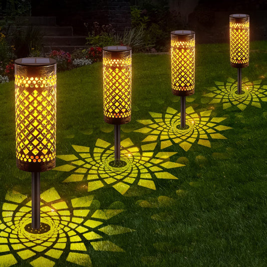 Metal Solar Lawn Lamp – Waterproof Geometric Outdoor Light for Courtyard & Garden Decor