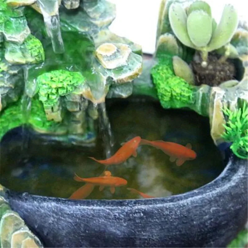 Feng Shui Bonsai Water Fountain – LED Mist Tabletop Decor for Office & Wealth Energy
