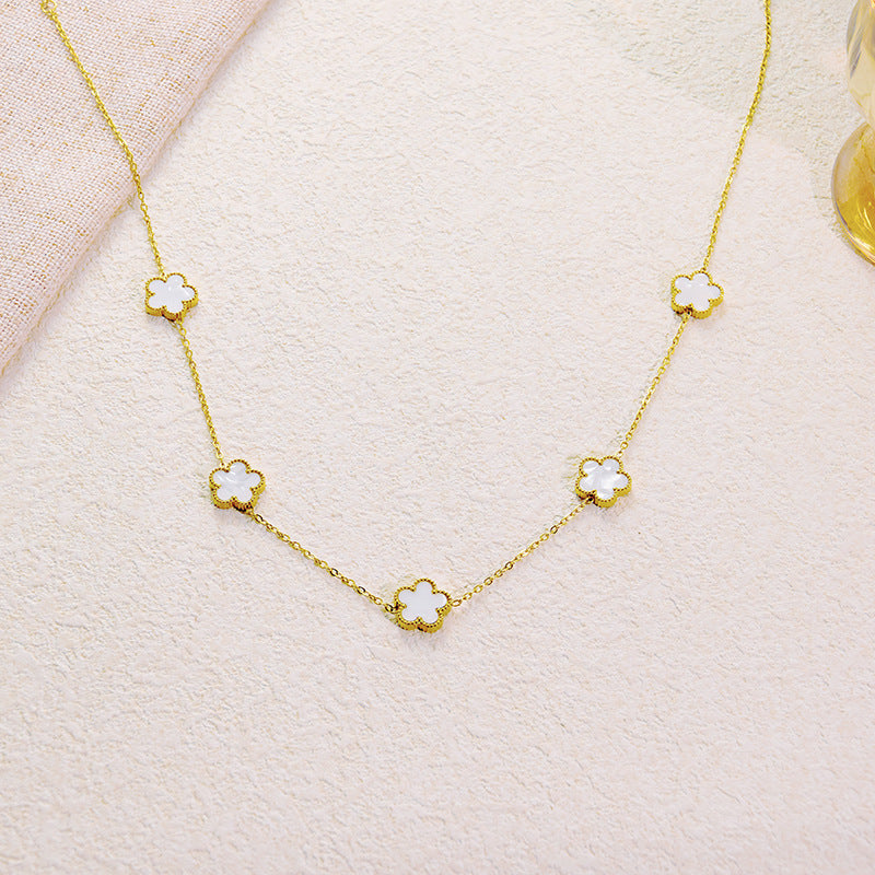 Five-Leaf Flower Necklace β Double-Sided Design
