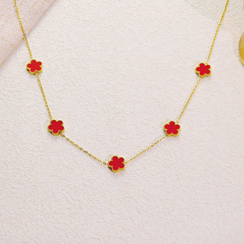 Five-Leaf Flower Necklace β Double-Sided Design