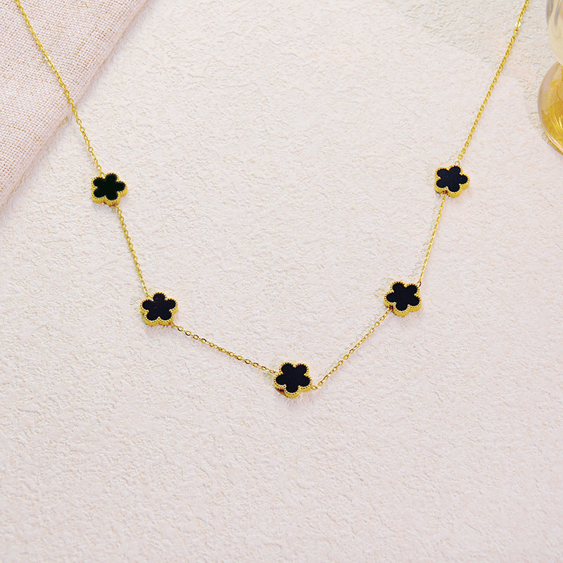 Five-Leaf Flower Necklace β Double-Sided Design