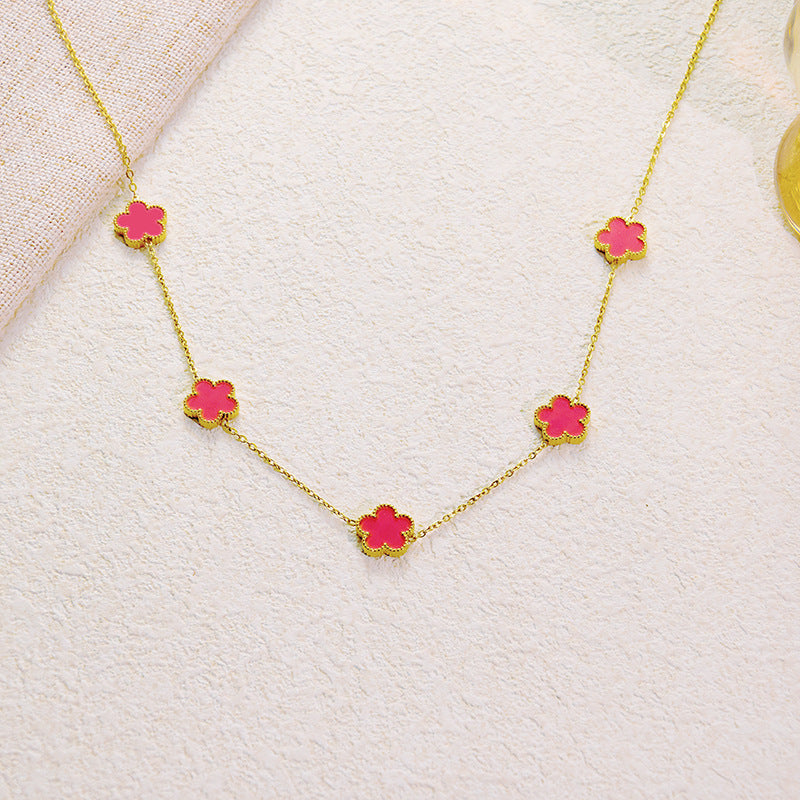 Five-Leaf Flower Necklace β Double-Sided Design