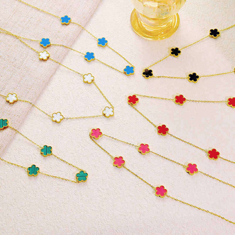 Five-Leaf Flower Necklace β Double-Sided Design