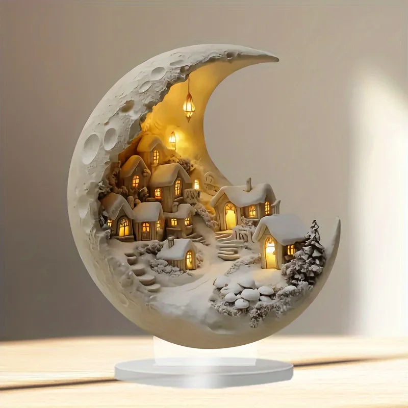 DIY Wooden Christmas Tree Ornament – 2D Moonhouse Acrylic Desktop Sign for Holiday & New Year Decor