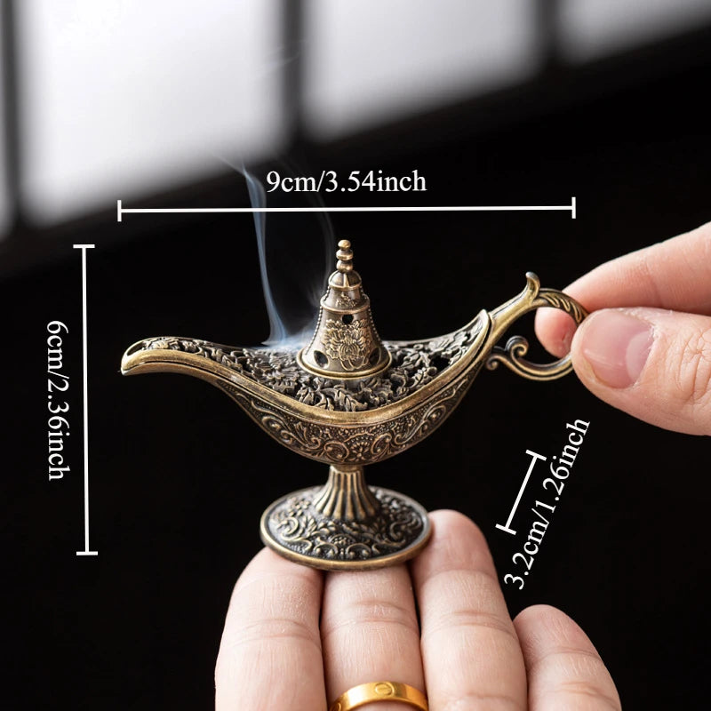 Aladdin-Style Incense Burner – Alloy Genie Lamp for Decor & Aromatherapy Incese