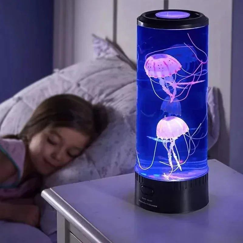 Simulated Jellyfish Cylindrical Quiet Light Home Bedroom Decoration Led Colorful Aquarium Night Lamp Birthday Gift