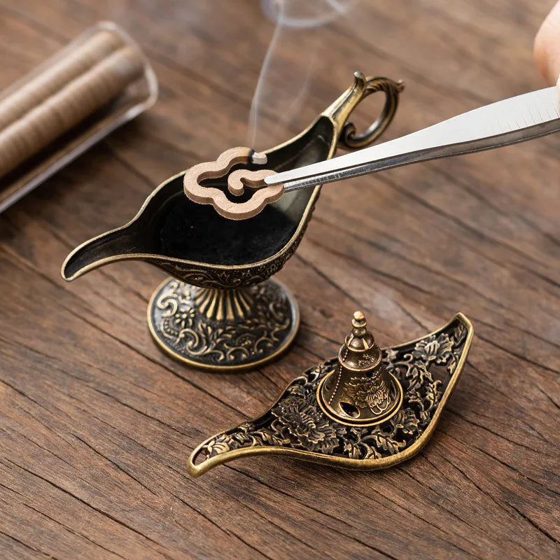 Aladdin-Style Incense Burner – Alloy Genie Lamp for Decor & Aromatherapy Incese