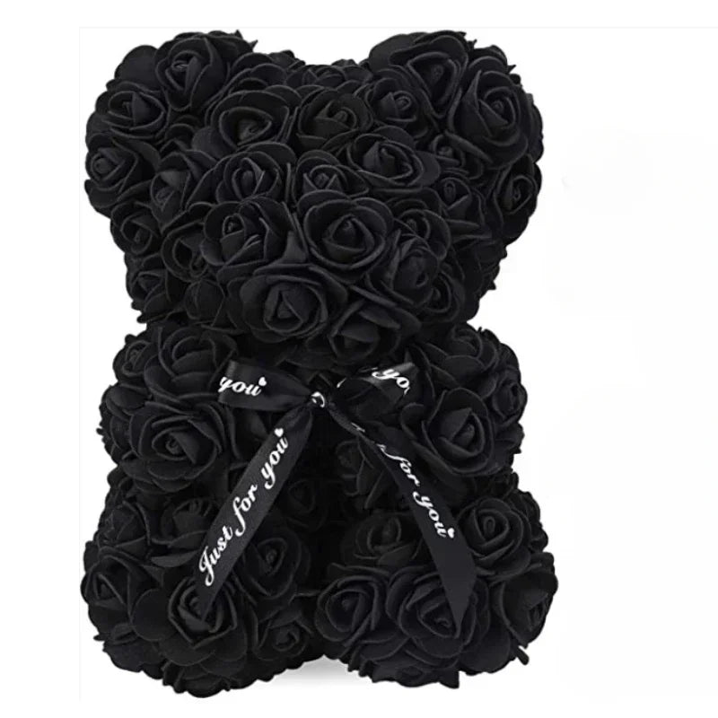 Flower Rose Bear Gifts for Mom Grandma on Mothers Day from Daughter, Artificial Rose Teddy Bear with box and balloons Gifts for Valentines Day Birthday Anniversary Presents for Her Wife Sister