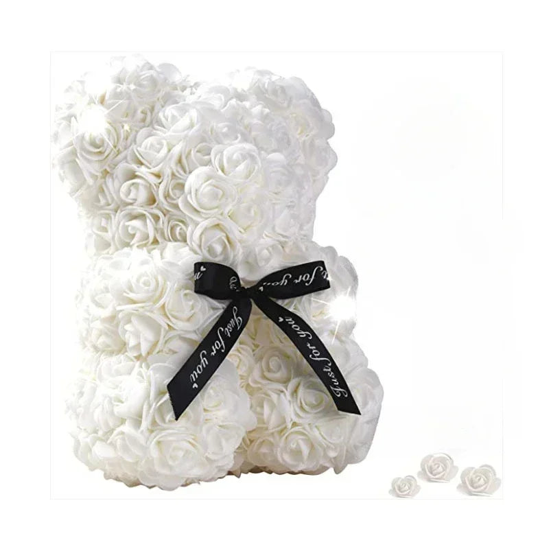 Flower Rose Bear Gifts for Mom Grandma on Mothers Day from Daughter, Artificial Rose Teddy Bear with box and balloons Gifts for Valentines Day Birthday Anniversary Presents for Her Wife Sister