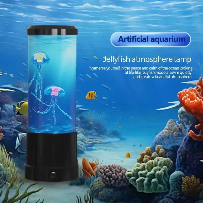 Simulated Jellyfish Cylindrical Quiet Light Home Bedroom Decoration Led Colorful Aquarium Night Lamp Birthday Gift