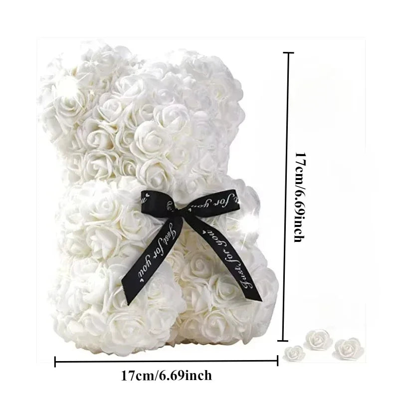 Flower Rose Bear Gifts for Mom Grandma on Mothers Day from Daughter, Artificial Rose Teddy Bear with box and balloons Gifts for Valentines Day Birthday Anniversary Presents for Her Wife Sister