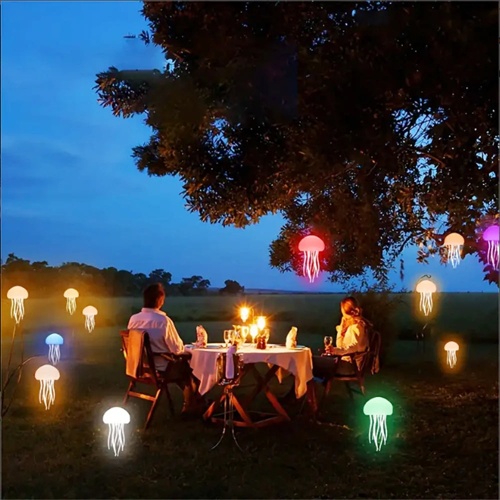 Jellyfish Lamp, RGB Gradient Jellyfish Bedside Lamp, LED Cute Jelly Fish Night Light, Voice Control Gradient Jellyfishes Table Lamp, 2 Modes Jellyfishes Light for Bedside Table