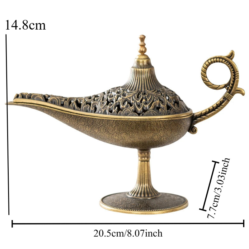 Aladdin-Style Incense Burner – Alloy Genie Lamp for Decor & Aromatherapy Incese