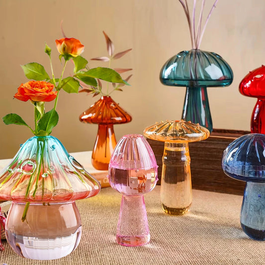 Glass Mushroom Vase – Colorful Nordic