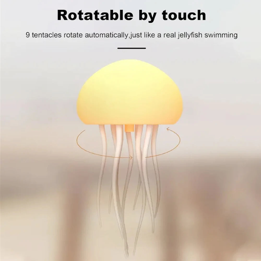 Jellyfish Lamp, RGB Gradient Jellyfish Bedside Lamp, LED Cute Jelly Fish Night Light, Voice Control Gradient Jellyfishes Table Lamp, 2 Modes Jellyfishes Light for Bedside Table
