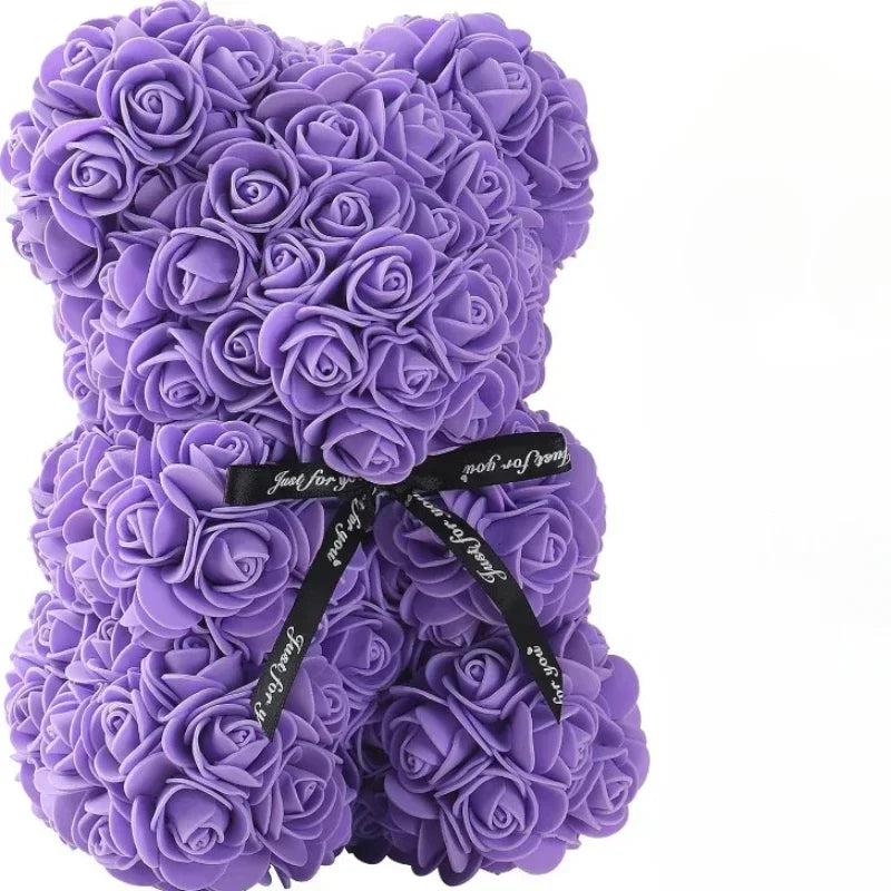 Flower Rose Bear Gifts for Mom Grandma on Mothers Day from Daughter, Artificial Rose Teddy Bear with box and balloons Gifts for Valentines Day Birthday Anniversary Presents for Her Wife Sister