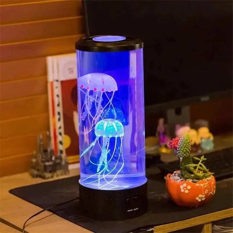 Simulated Jellyfish Cylindrical Quiet Light Home Bedroom Decoration Led Colorful Aquarium Night Lamp Birthday Gift