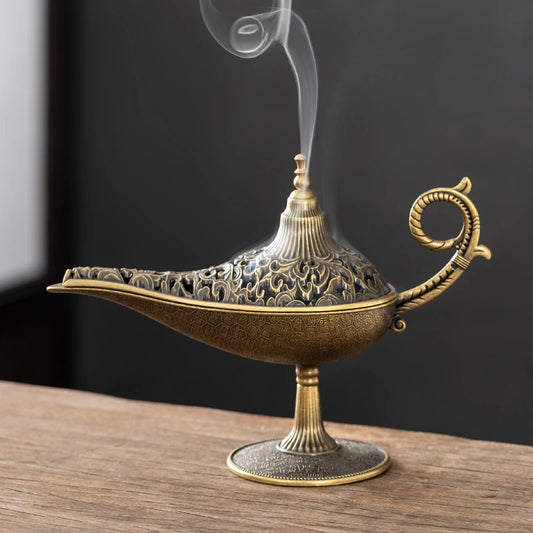 Aladdin-Style Incense Burner – Alloy Genie Lamp for Decor & Aromatherapy Incese