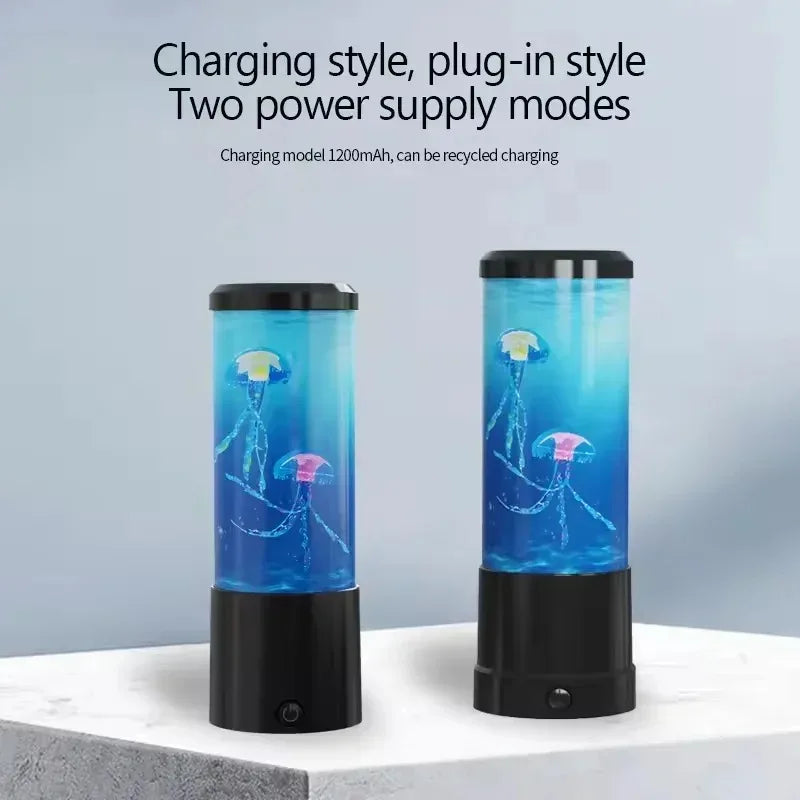 Simulated Jellyfish Cylindrical Quiet Light Home Bedroom Decoration Led Colorful Aquarium Night Lamp Birthday Gift
