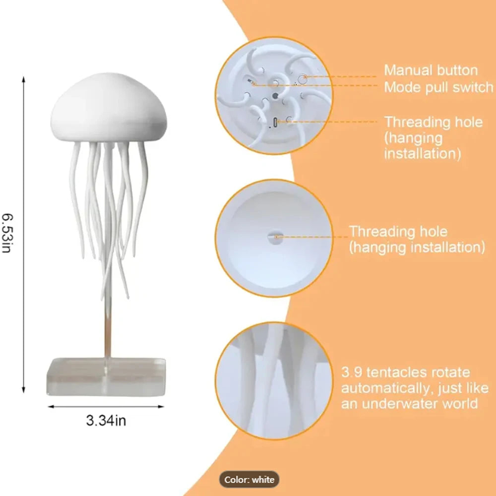 Jellyfish Lamp, RGB Gradient Jellyfish Bedside Lamp, LED Cute Jelly Fish Night Light, Voice Control Gradient Jellyfishes Table Lamp, 2 Modes Jellyfishes Light for Bedside Table