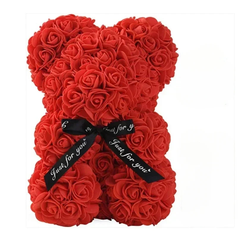 Flower Rose Bear Gifts for Mom Grandma on Mothers Day from Daughter, Artificial Rose Teddy Bear with box and balloons Gifts for Valentines Day Birthday Anniversary Presents for Her Wife Sister