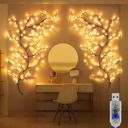 USB-Powered Rattan Tree Light with 8 Modes & Remote