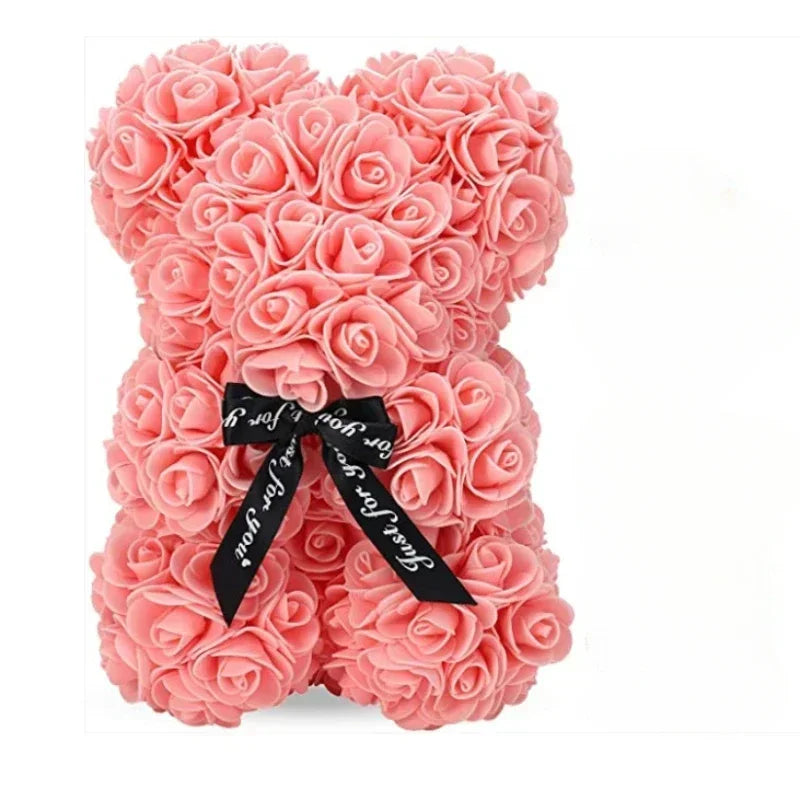 Flower Rose Bear Gifts for Mom Grandma on Mothers Day from Daughter, Artificial Rose Teddy Bear with box and balloons Gifts for Valentines Day Birthday Anniversary Presents for Her Wife Sister