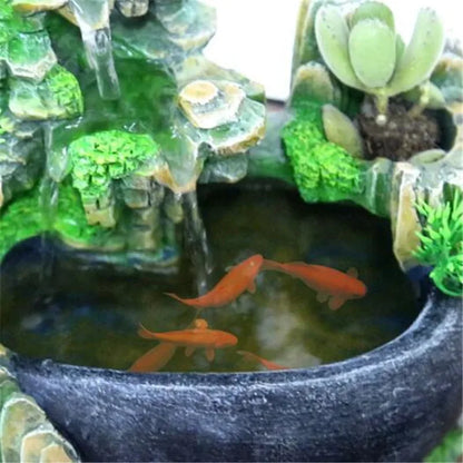 Feng Shui Bonsai Water Fountain – LED Mist Tabletop Decor for Office & Wealth Energy