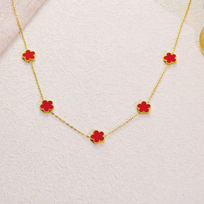 Five-Leaf Flower Necklace – Double-Sided Design