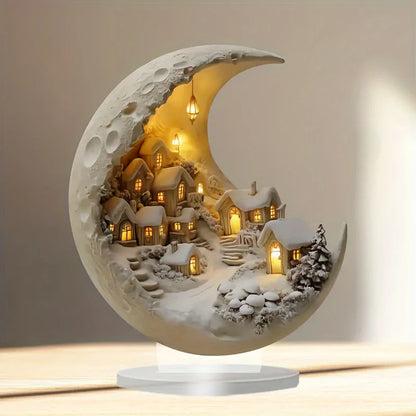 DIY Wooden Christmas Tree Ornament – 2D Moonhouse Acrylic Desktop Sign for Holiday & New Year Decor