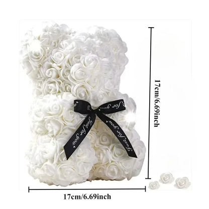Flower Rose Bear Gifts for Mom Grandma on Mothers Day from Daughter, Artificial Rose Teddy Bear with box and balloons Gifts for Valentines Day Birthday Anniversary Presents for Her Wife Sister