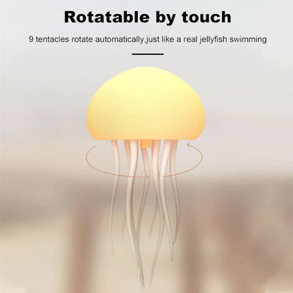 Jellyfish Lamp, RGB Gradient Jellyfish Bedside Lamp, LED Cute Jelly Fish Night Light, Voice Control Gradient Jellyfishes Table Lamp, 2 Modes Jellyfishes Light for Bedside Table